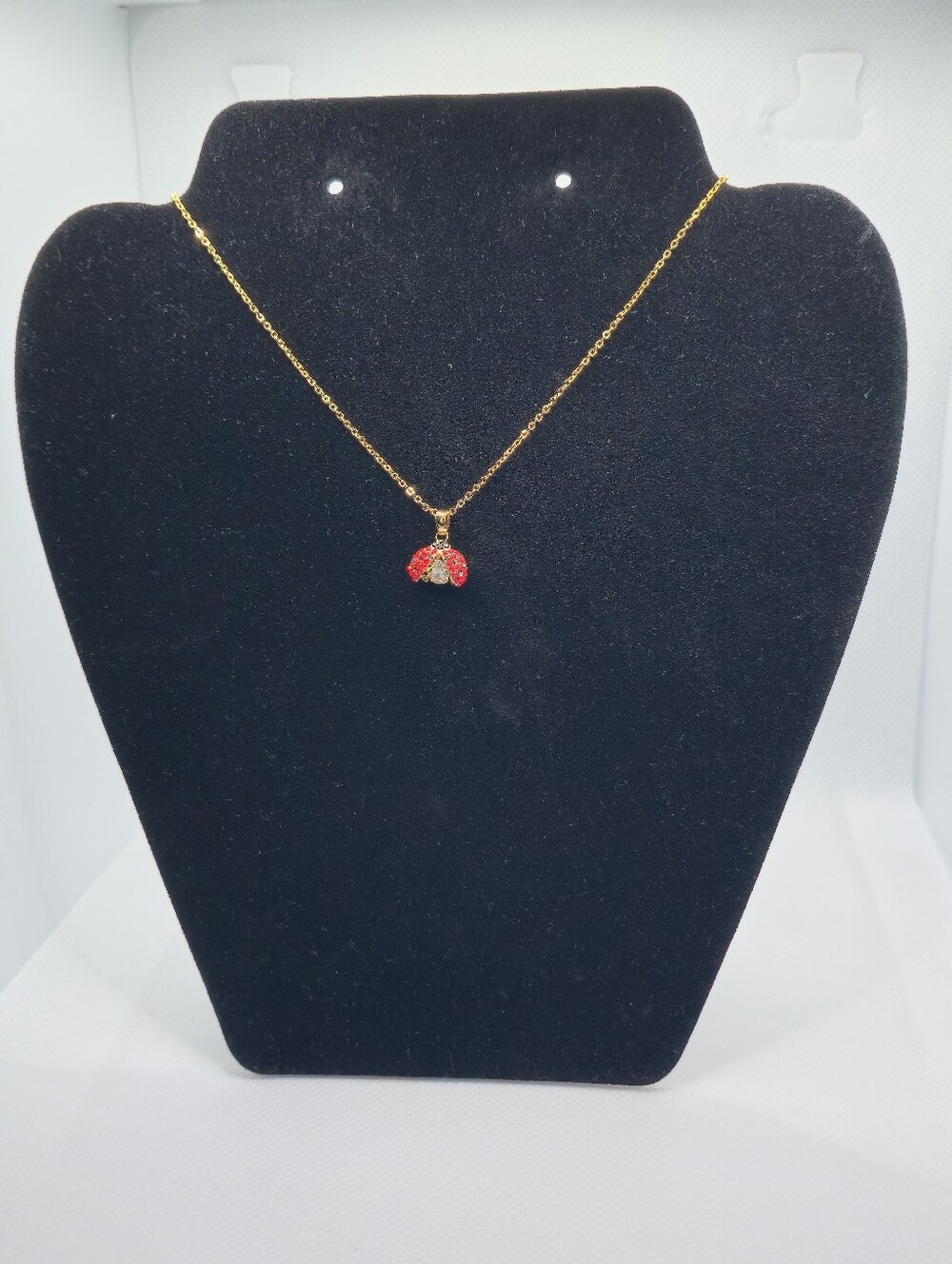 Swarovski Ladybug Pendant Necklace – Red, Black & Clear Crystal, Gold-Tone - Picture 3 of 13